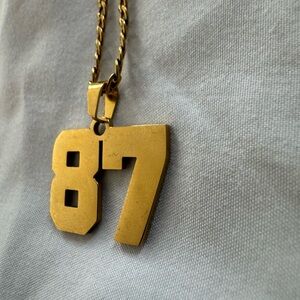 Gold Number 87 Pendant Necklace